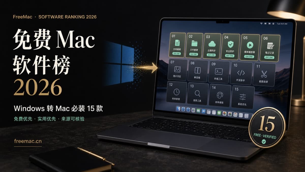 2026 免费 Mac 软件榜:Windows 转 Mac 必装 15 款