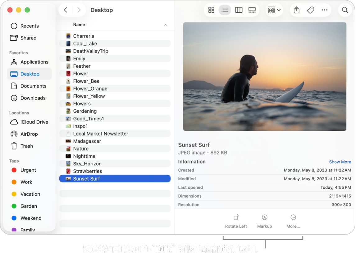 访达预览面板底部的快速操作入口